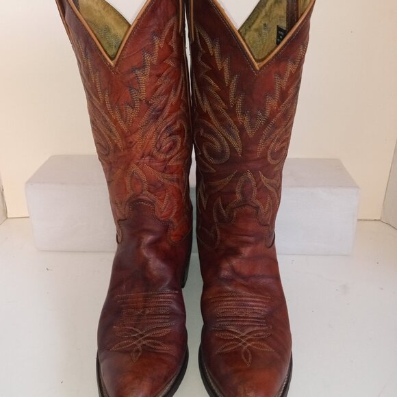 JUSTIN Ladies Sz 7.5B L4562 Chestnut Marbled Leather Deerlite Western Dress Boot - Picture 3 of 15